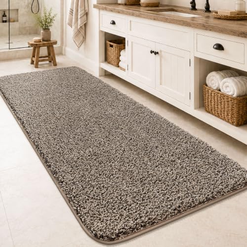 Bath Mat for Bathroom Floor 60''x24'',Soft Nonslip Bathroom Rug,Taupe - color: Taupe, size: 24'' X 60'' (Rectangular)