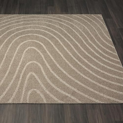 LUXE WEAVERS Modern Geometric Wave Taupe 8x10 Area Rug - color: Taupe, size: 8' x 10' (Rectangular)