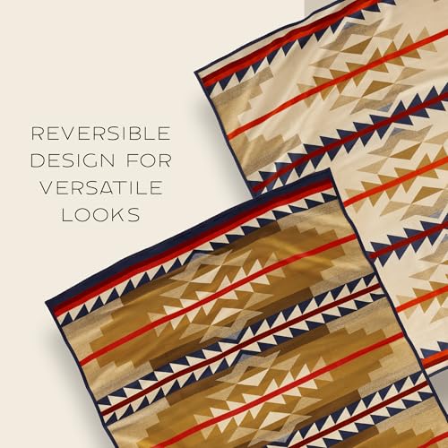 Pendleton Jacquard Unnapped Twin Blanket, 64 x 80 in, Heirloom Virgin Wool - color: Medicine Bow, size: Twin (64" x 80")
