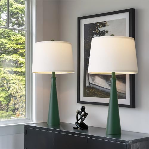 Oneach 25.75" Modern Table Lamp for Bedroom Set of 2, USB C Port, Green - color: Green