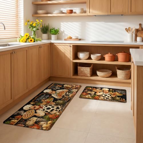 Kitchen Rugs for Floor 2 Pcs Memory Foam Padded Anti Fatigue Kitchen Mat - color: Chubby Chef