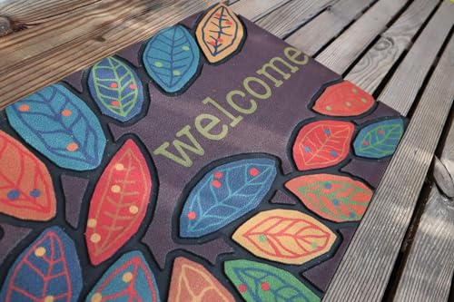 CHICHIC Door Mat, Welcome Mat 17x 30 Inch Front Door Mat Outdoors for Home Entrance Outdoors Mat for Outside Entry Way Doormat Entry Rugs, Heavy Duty Non Slip Rubber Back Low Profile, Leaves - color: Colorful Leaves