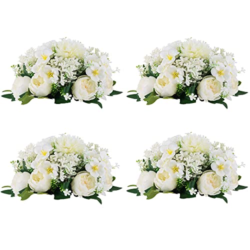 Flower Balls Centerpieces for Tables: White Silk Rose, 4Pcs - color: White, size: 4 PCS