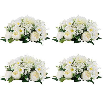 Flower Balls Centerpieces for Tables: White Silk Rose, 4Pcs - color: White, size: 4 PCS