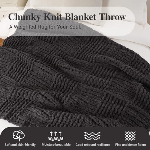 Dark Grey Throw Blanket for Couch, 50"x60" - color: Charcoal