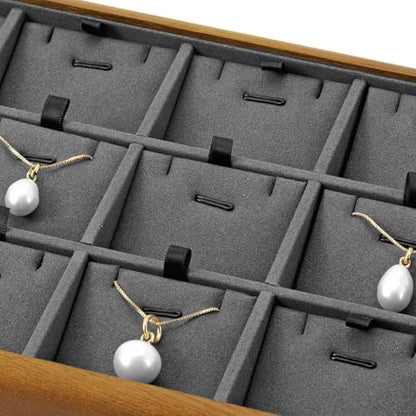 Oirlv Dark Grey Wood Jewelry Pendant Display Tray - color: Grey, size: 12 insert