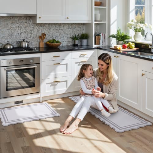 KIMODE Anti Fatigue Kitchen Mats, Light Grey Kitchen Rugs 17"x47"+17"x29" - color: Light Grey, size: 17.3" x 47"+17.3" x 29"--0.47 inches