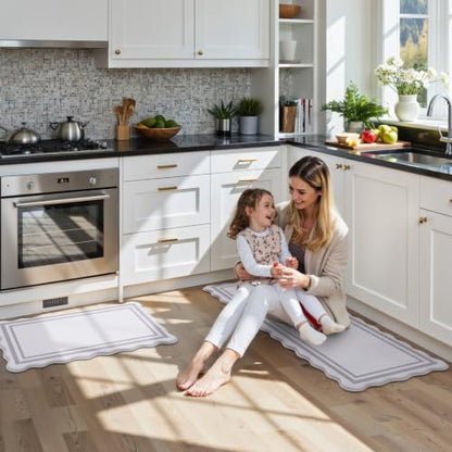 KIMODE Anti Fatigue Kitchen Mats, Light Grey Kitchen Rugs 17"x47"+17"x29" - color: Light Grey, size: 17.3" x 47"+17.3" x 29"--0.47 inches