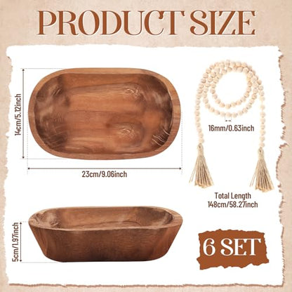 LemonRoad 12 Pcs Wooden Dough Bowl Making Wood Beads Table