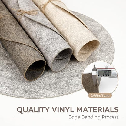 13" Round Placemats Set of 6, Reversible Faux Leather Wipeable Table Mats - color: Dark Coffee