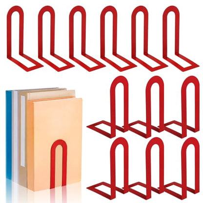 Chunful 12 Pcs Red Metal BookEnds Shelves, 5.5 x 3.75 x 2.25 in - color: Red, size: 5.5*3.75*2.25inch