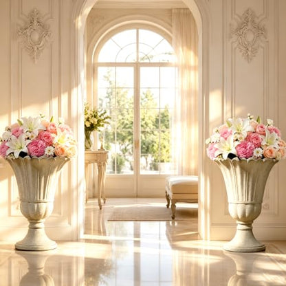 NicBex 24" Tall Urn Planters for Outdoor Plants Set of 2 - Beige Petal - color: Beige