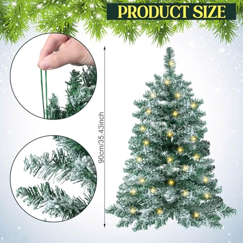 Blosssound 2 Feet Wall Christmas Tree Snow Flocked with Warm White Lights