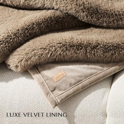 EverGrace Faux Chinchilla Fur Throw Blanket, 50"x60", Tawny Mink - color: Tawny Mink, size: 50"x60"