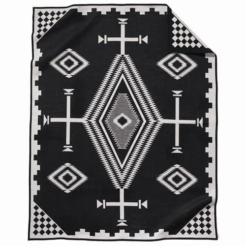 Pendleton Jacquard Unnapped Twin Blanket, 64 x 80 in, Heirloom Virgin Wool - color: Los Ojos, size: Twin (64" x 80")