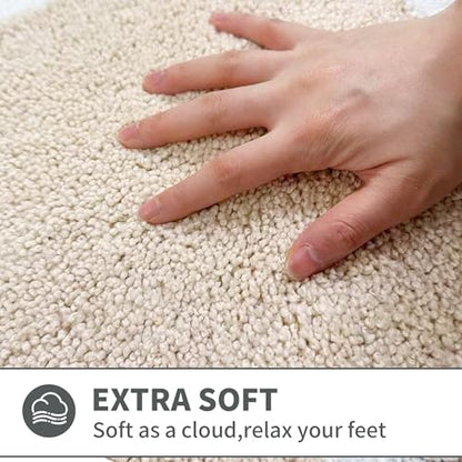 Cute Scalloped Beige Bathroom Rug Runner,Non Slip Absorbent 17"x47" - color: Beige, size: 2' x 4'11" (Rectangular)