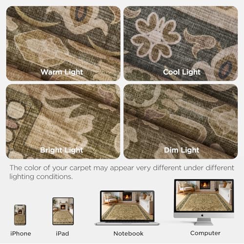 Joydeco Runners for Hallways Entryway, 2x6 Kitchen Rugs Non Slip Washable - color: Beige&gray&brown, size: 2' x 6' (Rectangular)