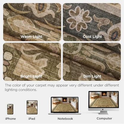 Joydeco Runners for Hallways Entryway, 2x6 Kitchen Rugs Non Slip Washable - color: Beige&gray&brown, size: 2' x 6' (Rectangular)