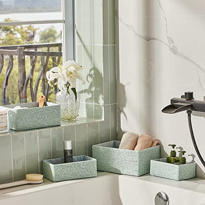 LA JOLIE MUSE Bathroom Basket Organizers, Paper Rope Storage, Green 4 Pack - color: Light Green