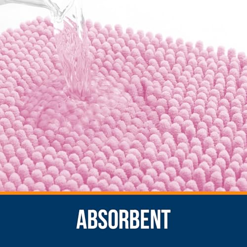 OLANLY Toilet Rugs U-Shaped 20x20, Soft Absorbent Chenille Contour Rugs - color: Pink, size: 20" X 20" Contour Rug