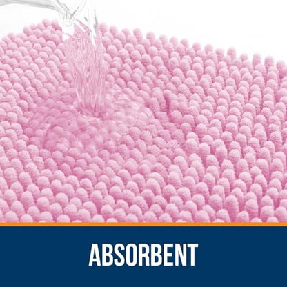 OLANLY Toilet Rugs U-Shaped 20x20, Soft Absorbent Chenille Contour Rugs - color: Pink, size: 20" X 20" Contour Rug