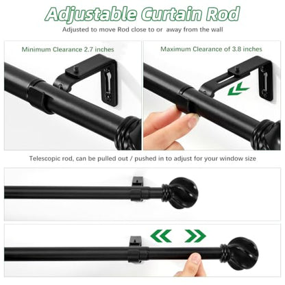 LLPJS Curtain Rods 16-136", 1 in Adjustable Black Rod with Finials, 1 Pack - color: Black, size: 16" to 136" - 1 pack