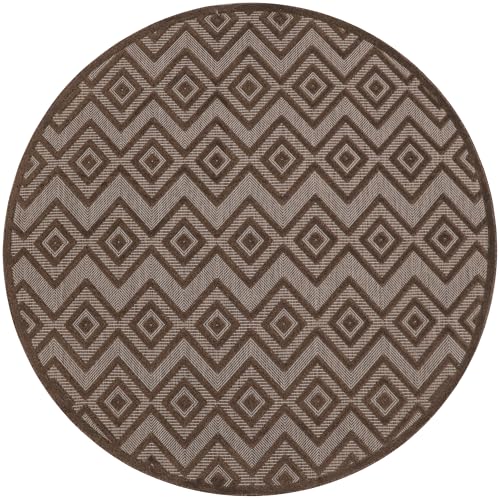 Nourison Home Versatile Brown 8' x Round Area Rug - Easy Clean, Non Shedding, Bed Room, Living Room, Dining Room, Kitchen (8' x Round) - color: Brown, size: 8' (Round)