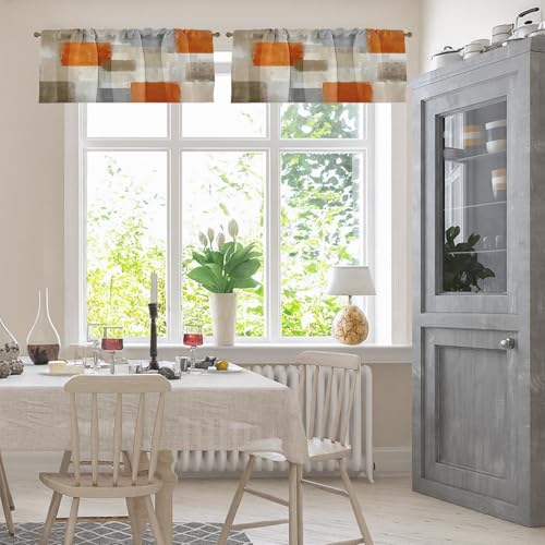 Emvency Valances for Windows, 2 Pack, 52x12 Inch, Abstract Orange - color: Abstract Orange, size: 52"W x 12"L (Pack of 2)