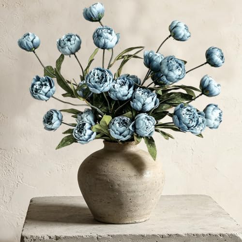 6Pcs Blue Peony Artificial Flowers for Vase - color: Blue, size: 6Pcs