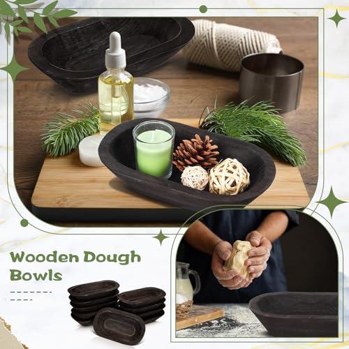 Nuogo 10 Pack 8.5 Inches Wooden Dough Bowls Bulk Rustic Bowls, Black - color: Black, size: 8.5 Inches