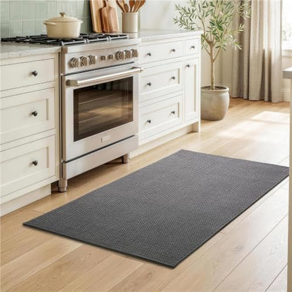 Sunfly 3x5 Washable Area Rug with Non Slip Rubber Backing Dark Grey - color: Dark Grey, size: 3' x 5' (Rectangular)