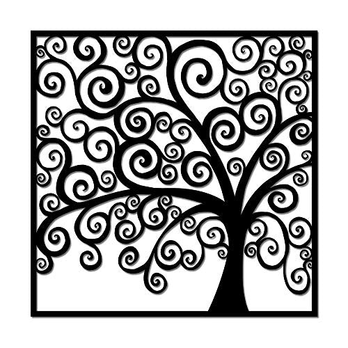 RnnJoile Metal Tree Wall Art Black Tree Of Life Wall Decor for Home Office Living Room Decor Abstract Tree Wall Sculpture Rustic Decorations 24x24inch