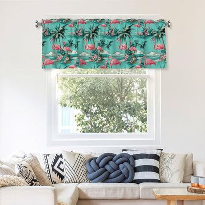 Flamingo Curtain Valance 54x18 Inches Window Treatment Rod Pocket Valance for Kitchen Bathroom Bedroom - color: Flamingo