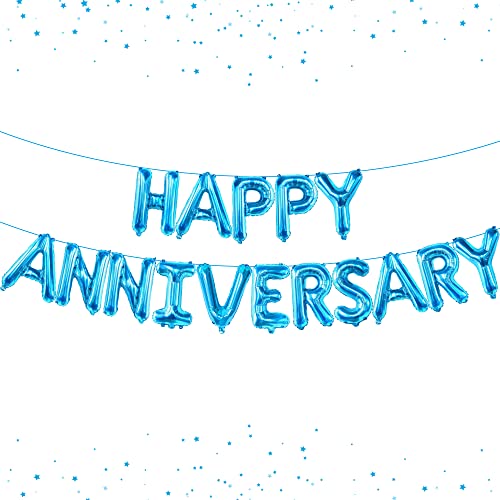 KatchOn Foil with Happy Anniversary Banner and Backdrop 16 Inch - style: Blue