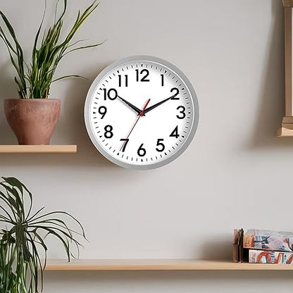 DAXSMY 12 Inch Wall Clock, Battery Operated Silent Non Ticking - color: B-silver, size: 12"