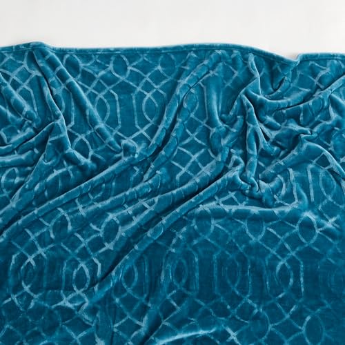 Soft Cozy Fleece Queen Size Blanket, 90x90 Inches – Lightweight Plush Blanket for Bed, Fuzzy 3D Jacquard Design - Teal - color: Teal, size: Queen (90" x 90")