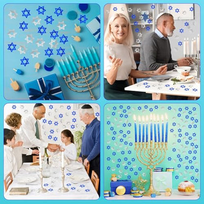 MARFOREVER Star of David Glitter Confetti Hanukkah Party Table Decorations - style: Hanukkah