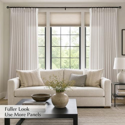 Semi Sheer Pinch Pleated Linen Curtains for Living Room 102 Inches, Natural - color: Natural, size: 40"W x 102"L (Pack of 2)