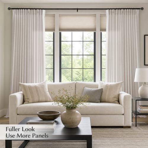 Semi Sheer Pinch Pleated Linen Curtains for Living Room 108 Inches, Natural - color: Natural, size: 40"W x 108"L (Pack of 2)
