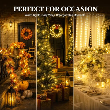 DomeStar 2 Pack Fairy Lights Battery Operate, 32 FT Rechargeable Lights - color: Warm White