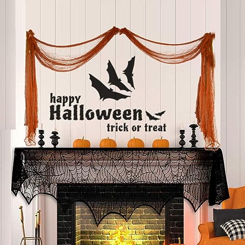 JQAQJU 6 Pack Halloween Creepy Cloth Decoration + Spider Web + 3D Bats
