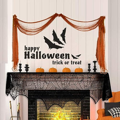 JQAQJU 6 Pack Halloween Creepy Cloth Decoration + Spider Web + 3D Bats