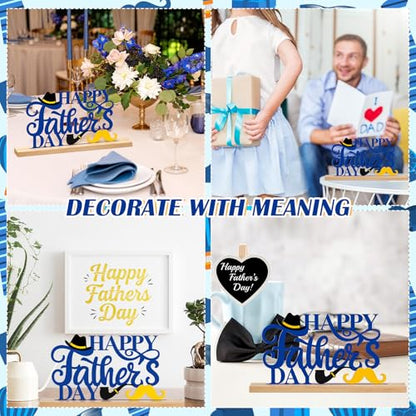Roowest Metal Happy Father's Day Table Decor Sign with Wooden Base - style: Father's Day