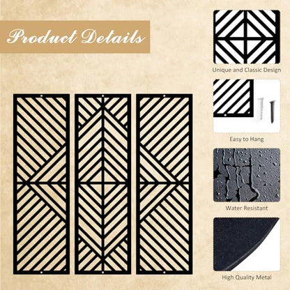 ESTART 3 Pcs Geometric Home Metal Wall Decor, Minimalist Modern Wall Art