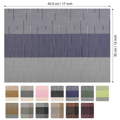 Placemats Set of 6, Vinyl Woven Heat-Resistant Place Mats - color: Blue Gray, size: Set of 6