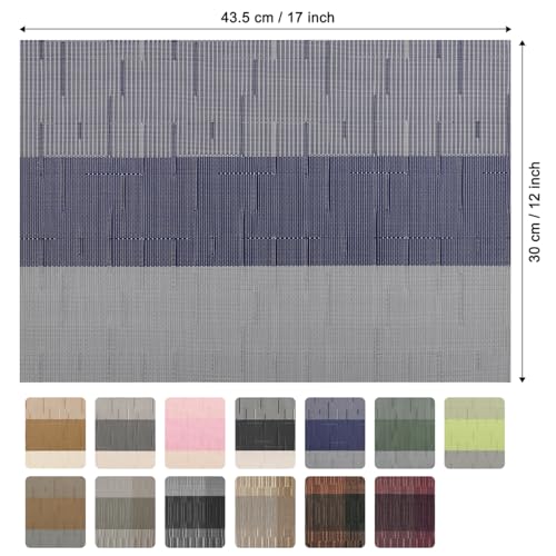Placemats Set of 4, Vinyl Woven Heat-Resistant Place Mats - color: Blue Gray, size: Set of 4
