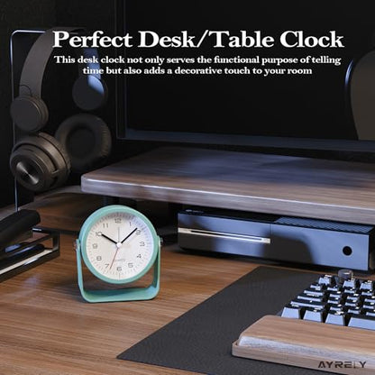 AYRELY® 3.5" Small Analog Travel Alarm Clock, Battery Operated Desk Clock - color: Light Blue
