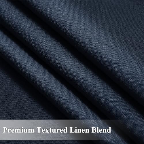 BOODII Linen Curtains 84 Inch Long for Living Room Navy Blue 2 Panels - color: Navy Blue, size: 52"W x 84"L (Pack of 2)