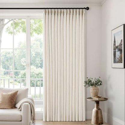 MIULEE Pinch Pleated Thick Linen Curtains 40x92 Inches Birch 4 Panels Set - color: Birch, size: 40"W x 92"L (Pack of 4)