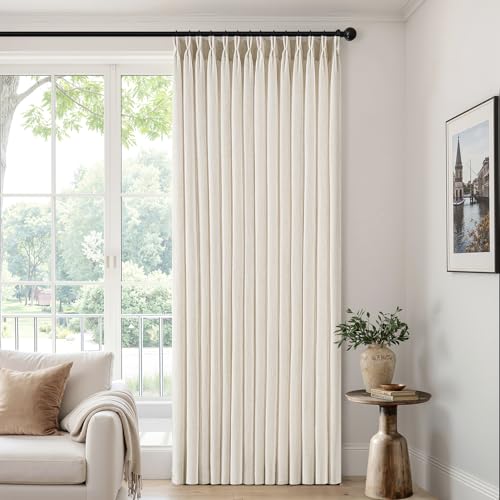 MIULEE Pinch Pleated Thick Linen Curtains 40x86 Inch Birch 4 Panels Set - color: Birch, size: 40"W x 86"L (Pack of 4)